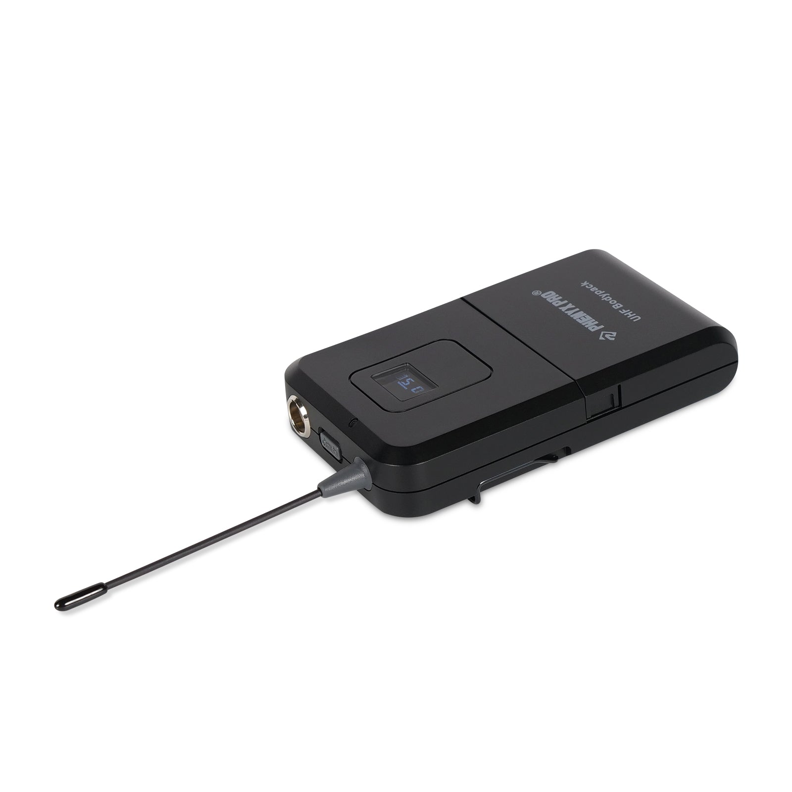 PTU-6000-8B - Black - UHF Wireless Bodypack Transmitter- Front-Side - Phenyx Pro
