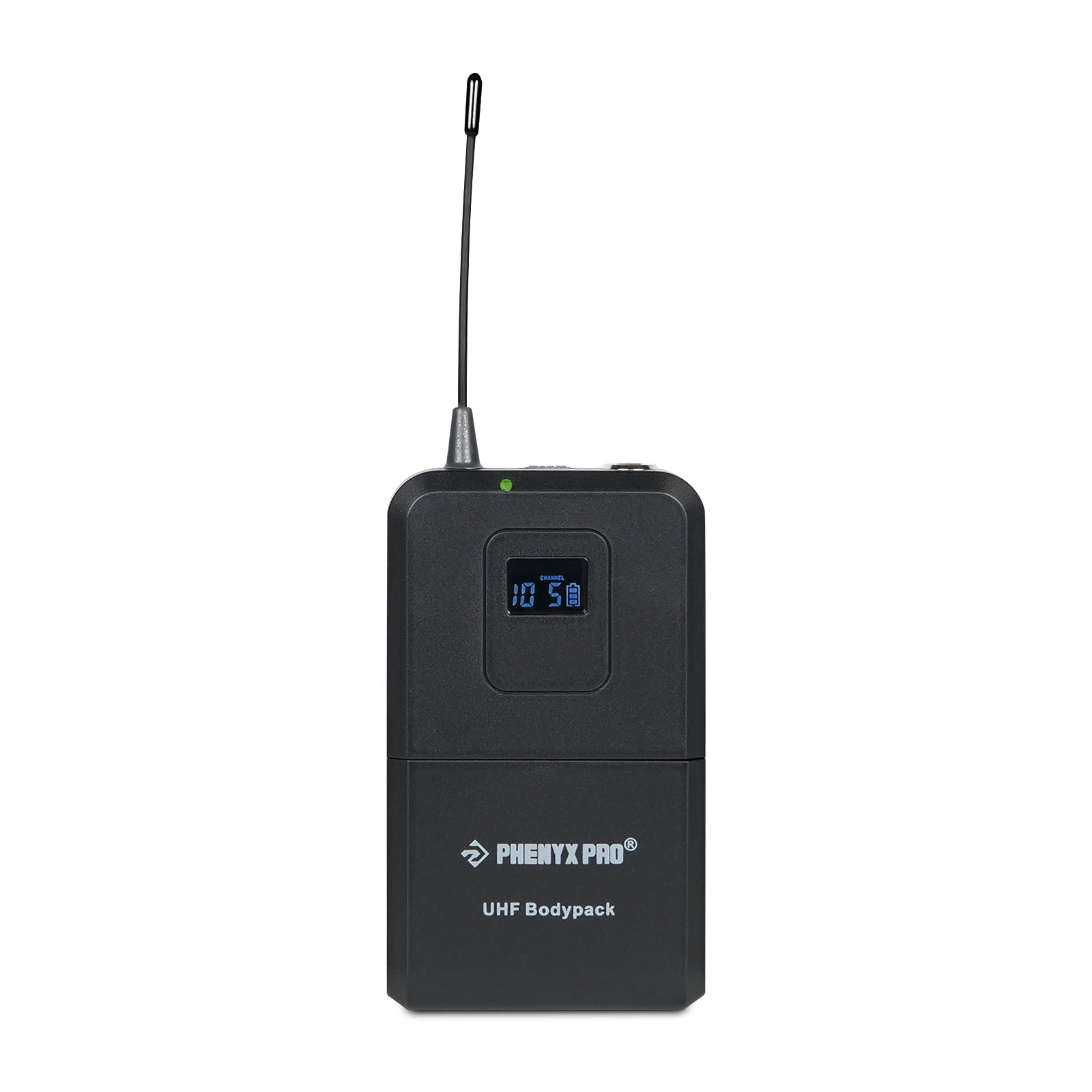 PTU-6000-8B - Black - UHF Wireless Bodypack Transmitter- Front - Phenyx Pro