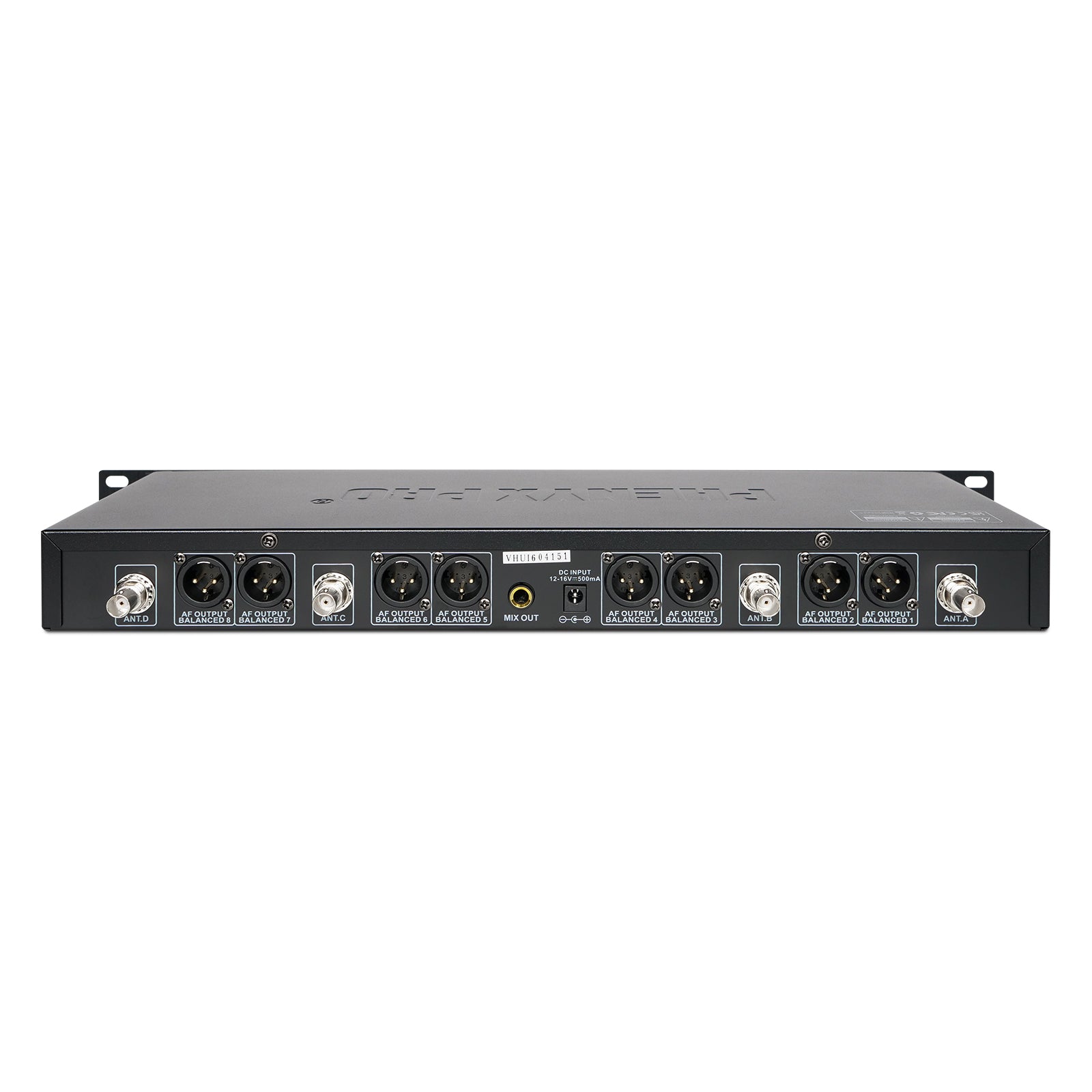 PTU-6000-8H - Black - Eight-Channel Auto-Scan Wireless Microphone System Receiver - Rear - Phenyx Pro