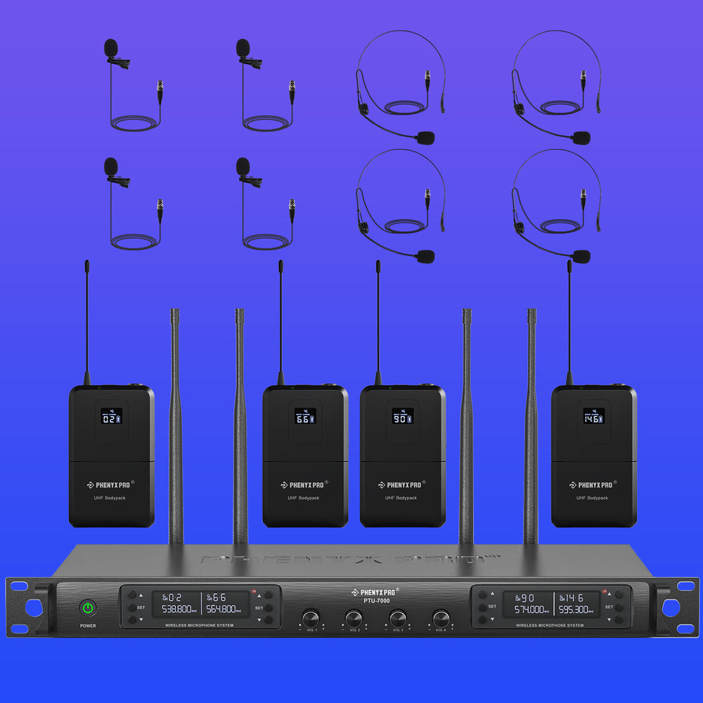 PTU7000 Quad Wireless Microphone System Phenyx Pro