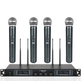 PTU-7000-4H - Black - Professional Quad-Channel Auto-Scan Wireless Microphone System - Front - Phenyx Pro
