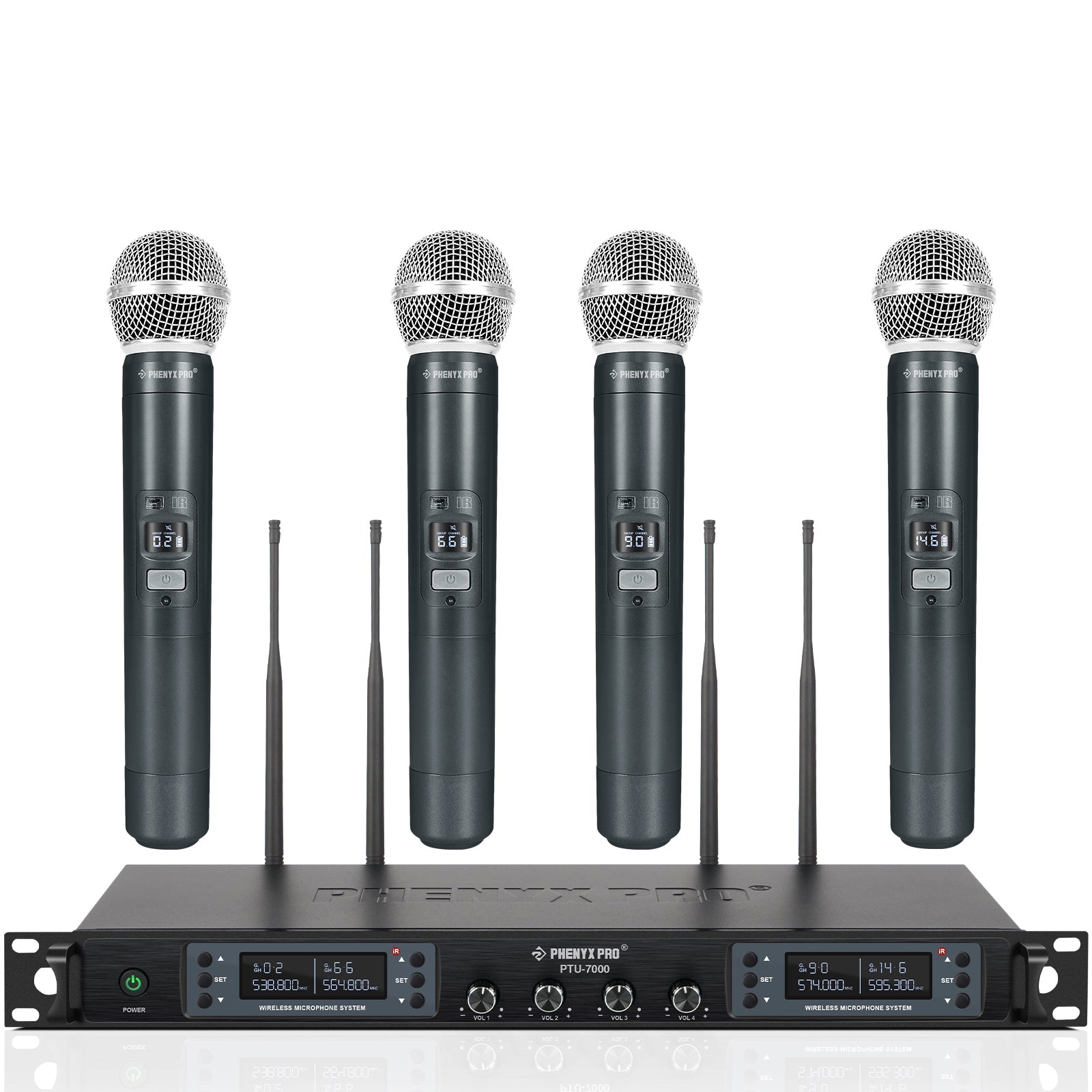 PTU-7000-4H | Quad UHF Wireless Microphone System w/ Auto-Scan -  PTU-7000-4H / None / US