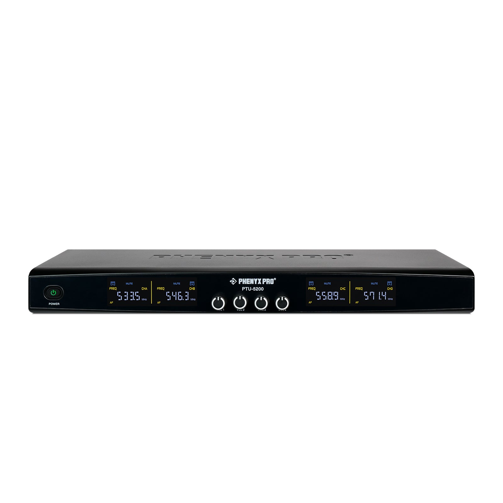 PWR-5200 - Black - Wireless Receiver for PTU-5200 Wireless Microphone System - Front - Phenyx Pro 