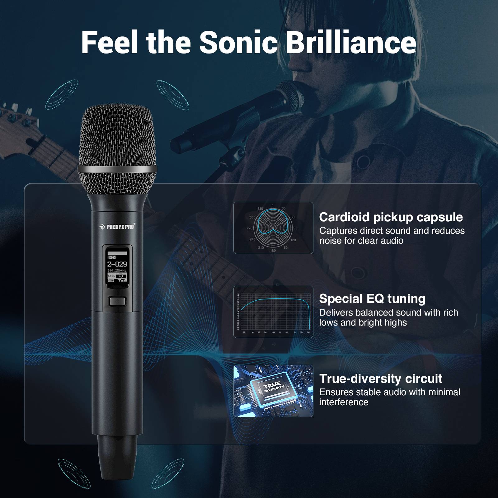 PTAU-2 | Dual-Channel Wireless Dynamic Mic System w/ Spectrum Analyzer