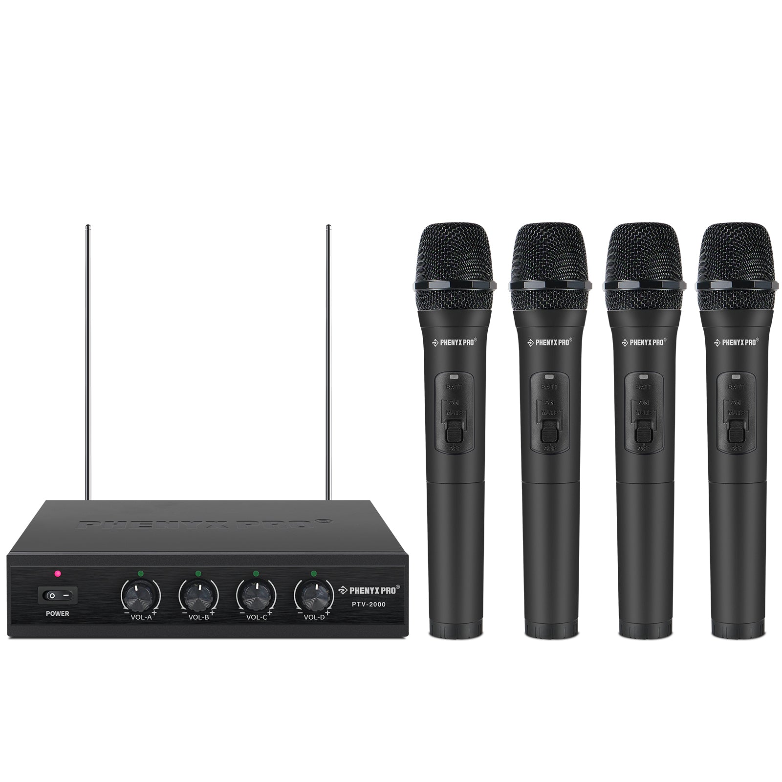 Phenyx Pro PTV-2000A Quad-Channel VHF Handheld Wireless Microphone System