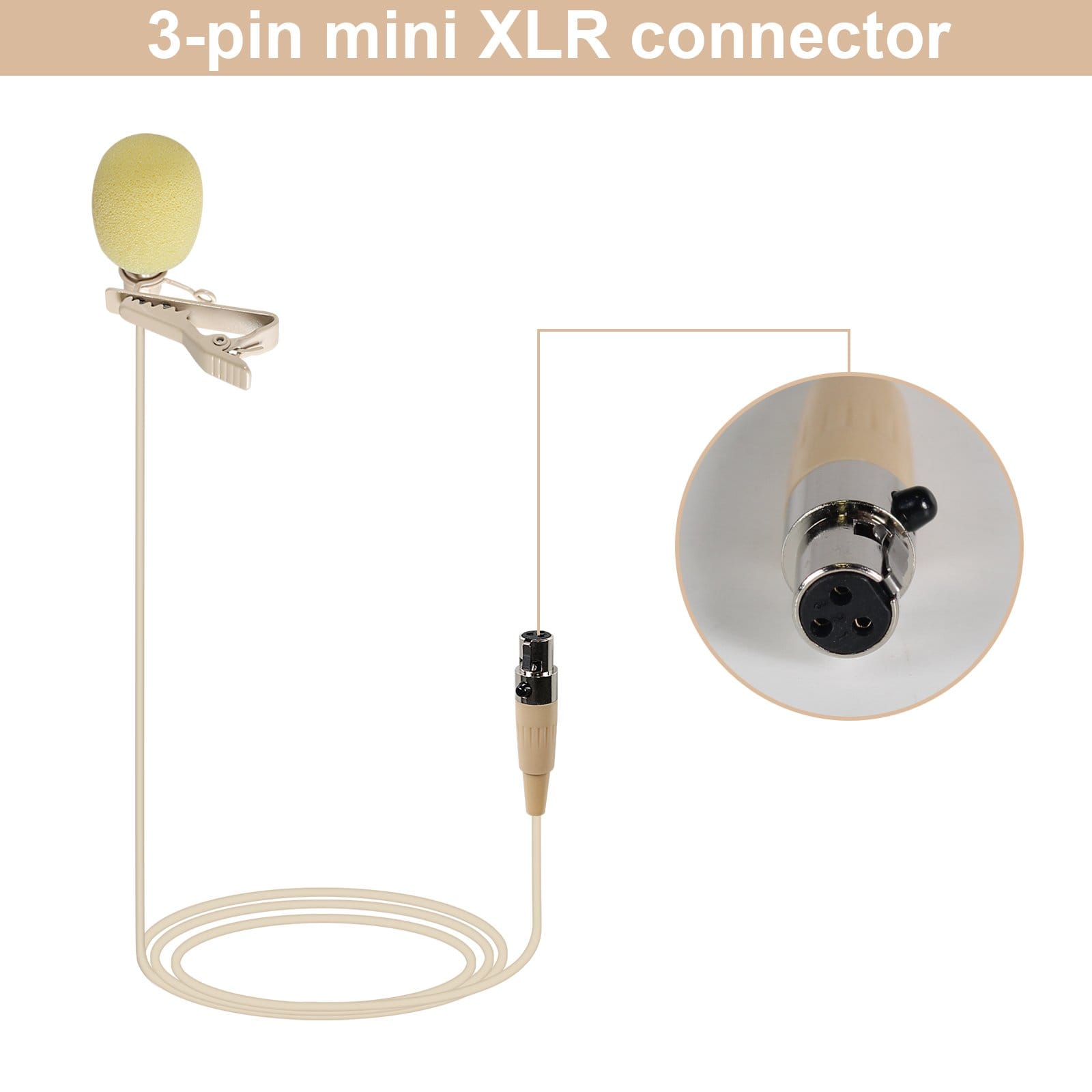 Phenyx Pro Beige Color Lavalier Lapel & Headset Mic Combo with 3 Pin Mini XLR Jack