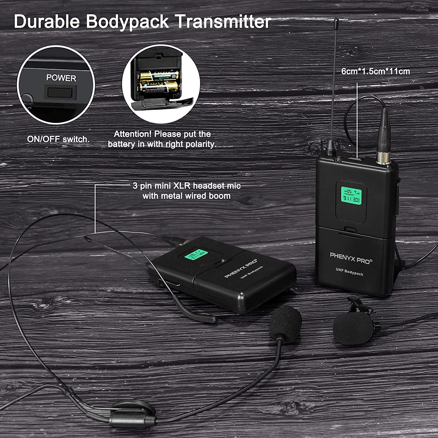 Phenyx Pro Wireless BodyPack Transmitter Compatible With Receiver PTU-4000