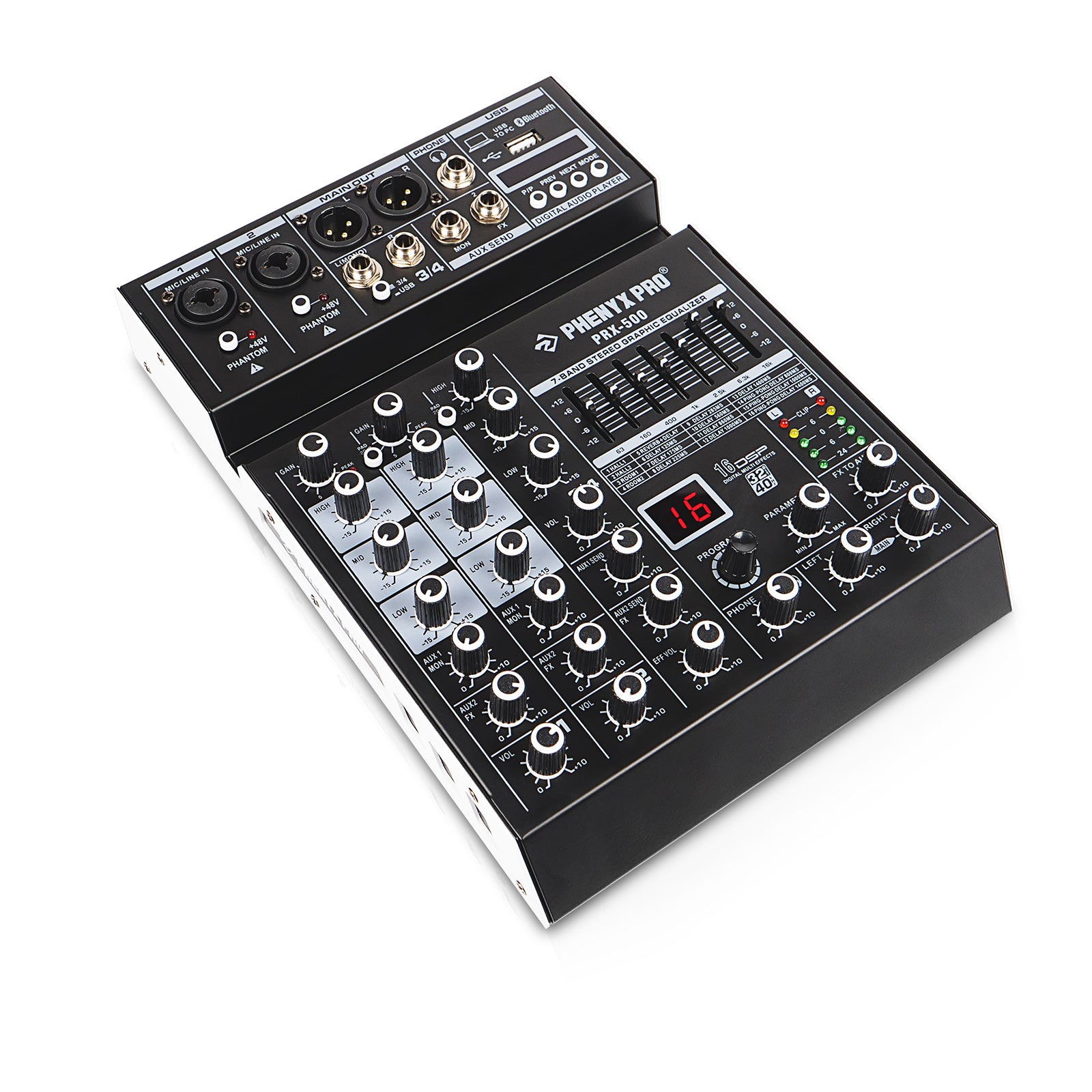 PRX-500 | 4-Channel Audio Mixer w/ 16 DSP Effects