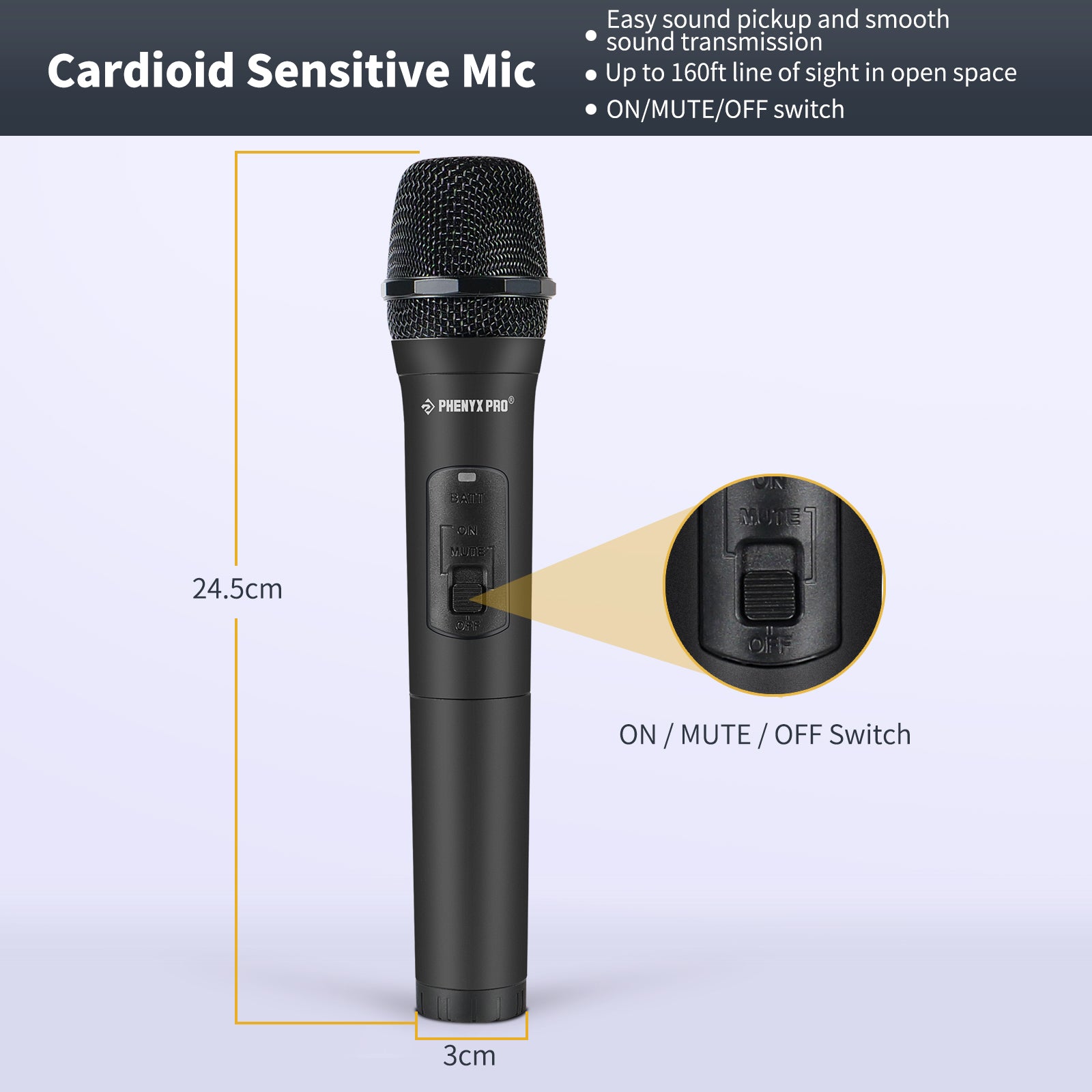 Phenyx Pro PTV-2000A Quad-Channel VHF Handheld Wireless Microphone System, hassle-free and smooth sound mcirophone transmitter