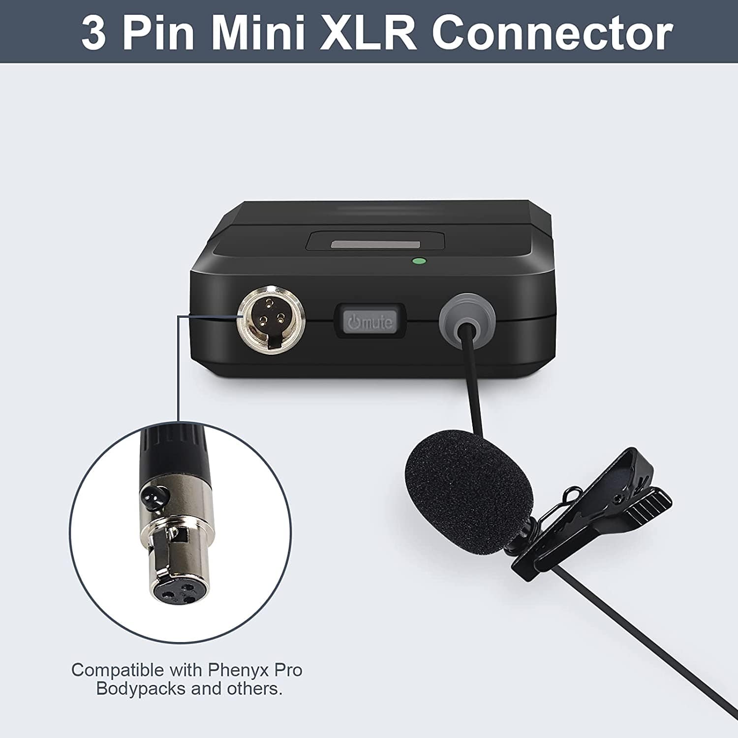 Phenyx Pro Lavalier Lapel/Headset Microphone Combo With 3 Pin Mini XLR Jack (Black)
