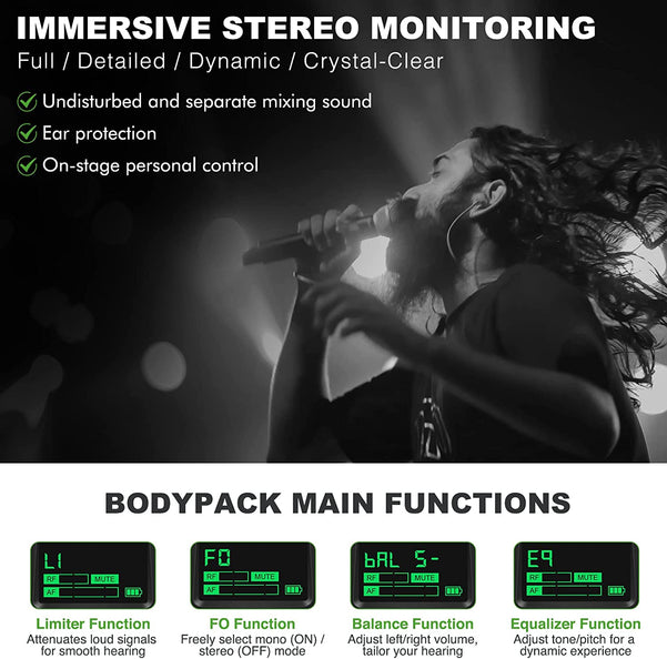 Phenyx Pro UHF Stereo Wireless In Ear Monitor System Bodypack Receiver Compatible With PTM-10