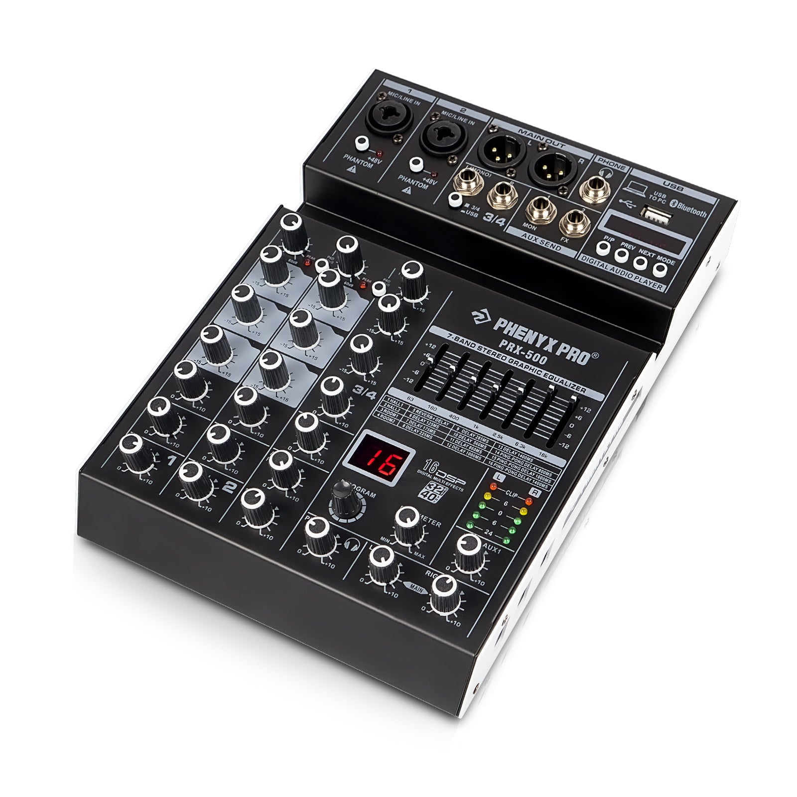 PRX-500 | 4-Channel Audio Mixer w/ 16 DSP Effects