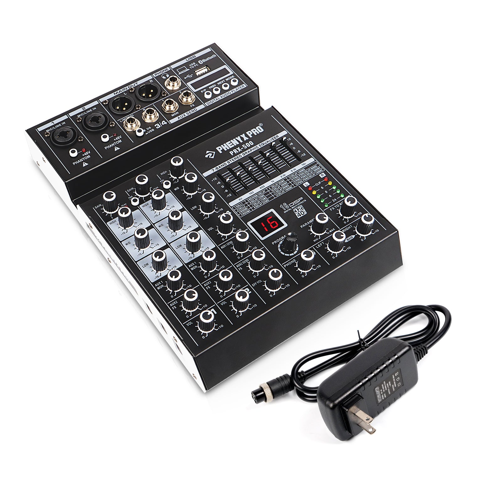 PRX-500 | 4-Channel Audio Mixer w/ 16 DSP Effects