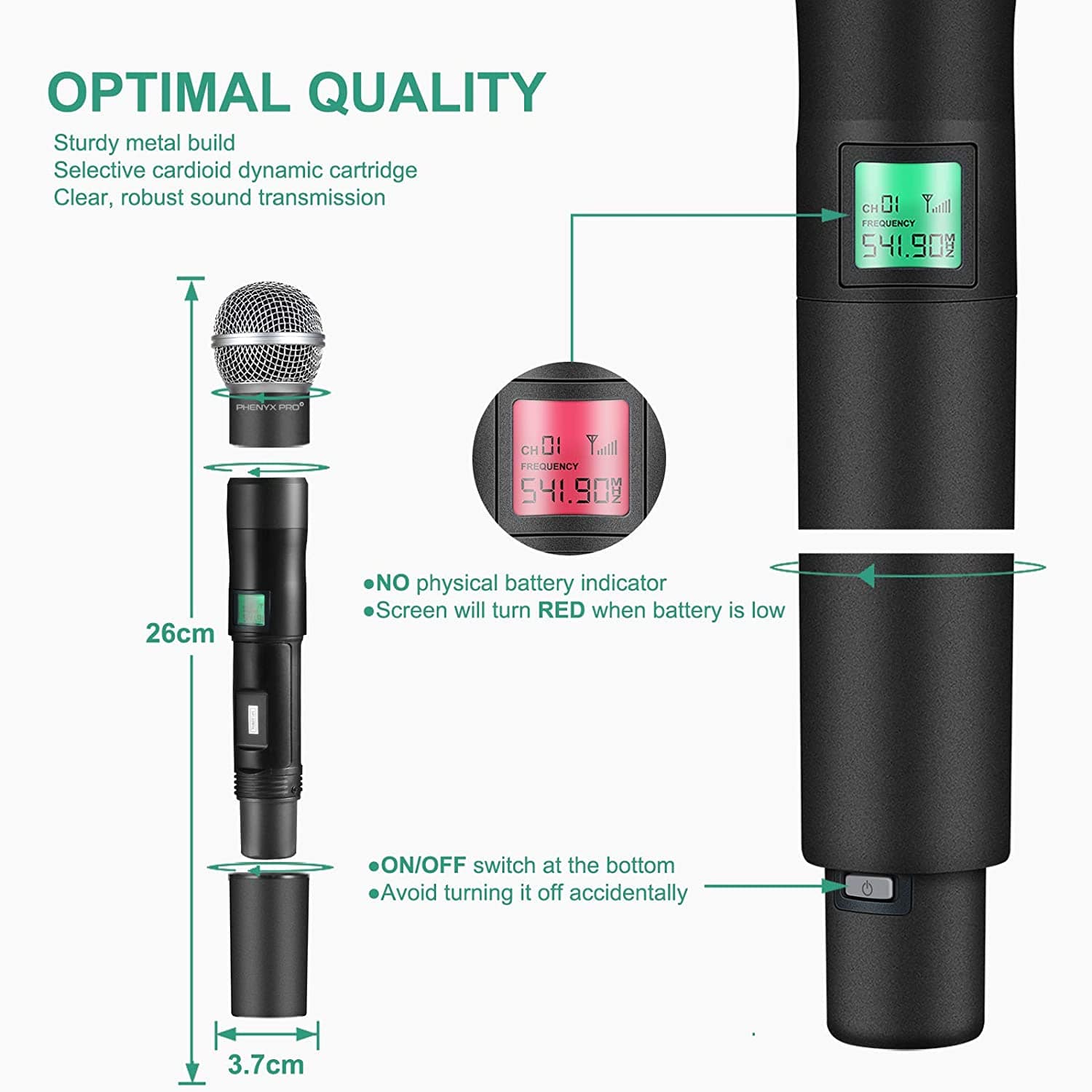 Phenyx Pro UHF Handheld Microphone Transmitter Compatible With PTU-5000