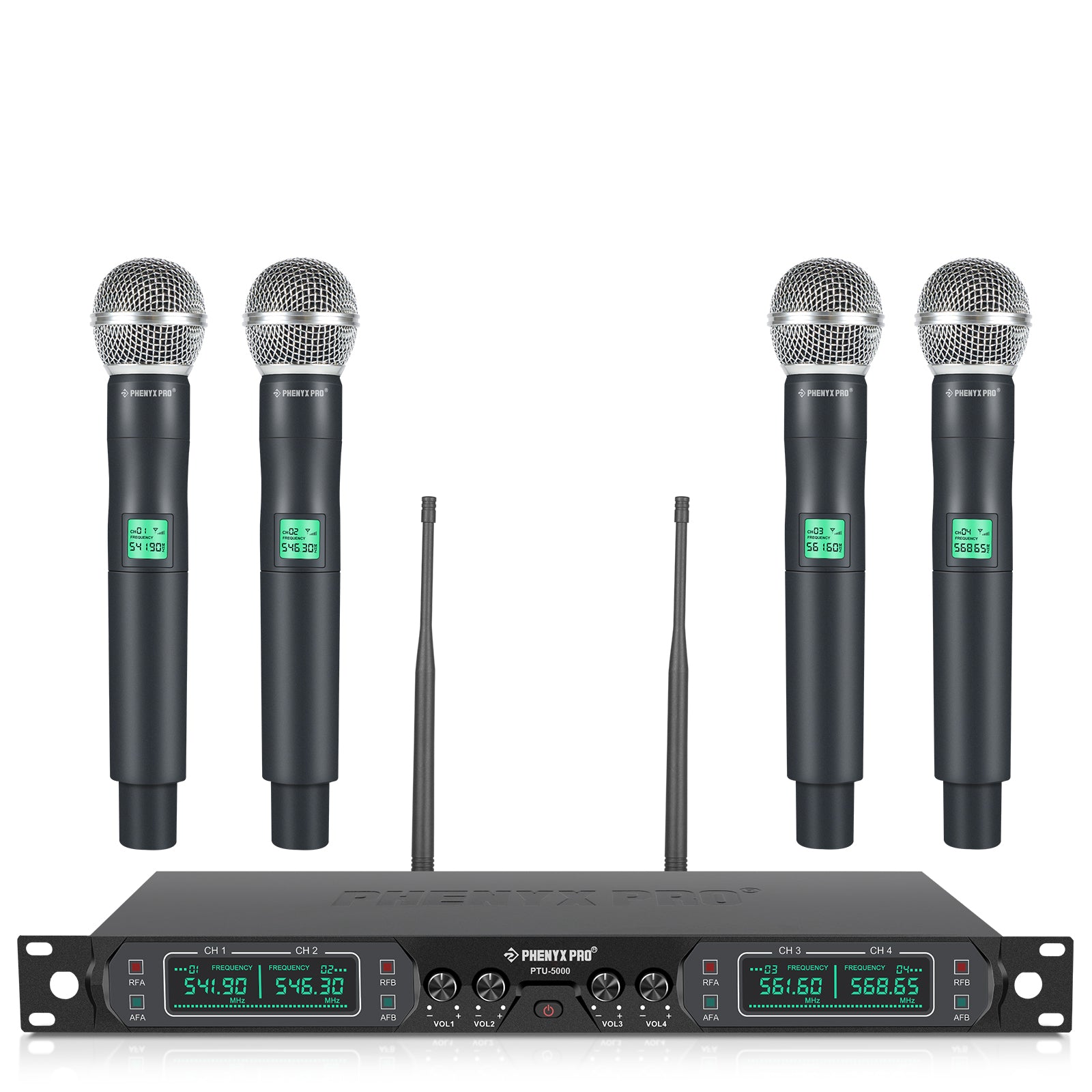 PTU-5000 | UHF Fixed Frequency Quad Wireless Microphone System (4H/4B/2H2B)