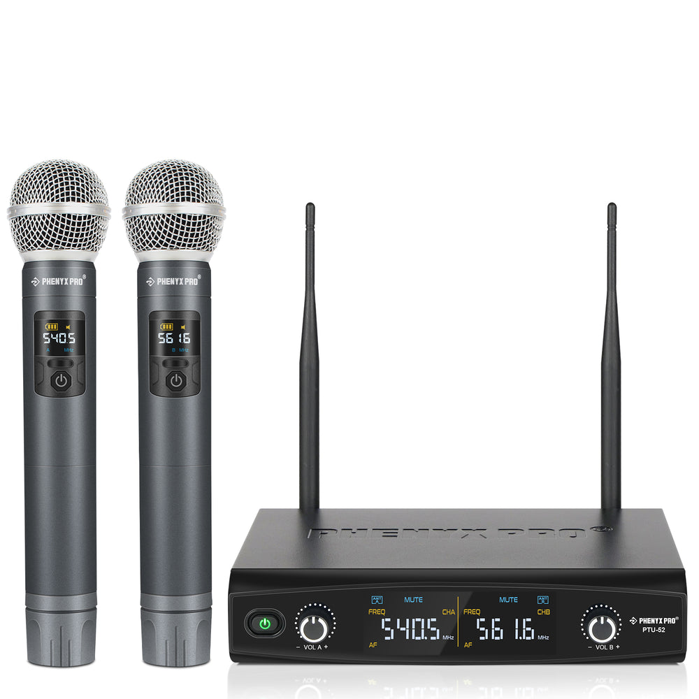 PTU 52 2H UHF Dual Wireless Microphone System Phenyx Pro ptu-52-2h-uhf-dual-wireless-microphone-system-phenyx-pro