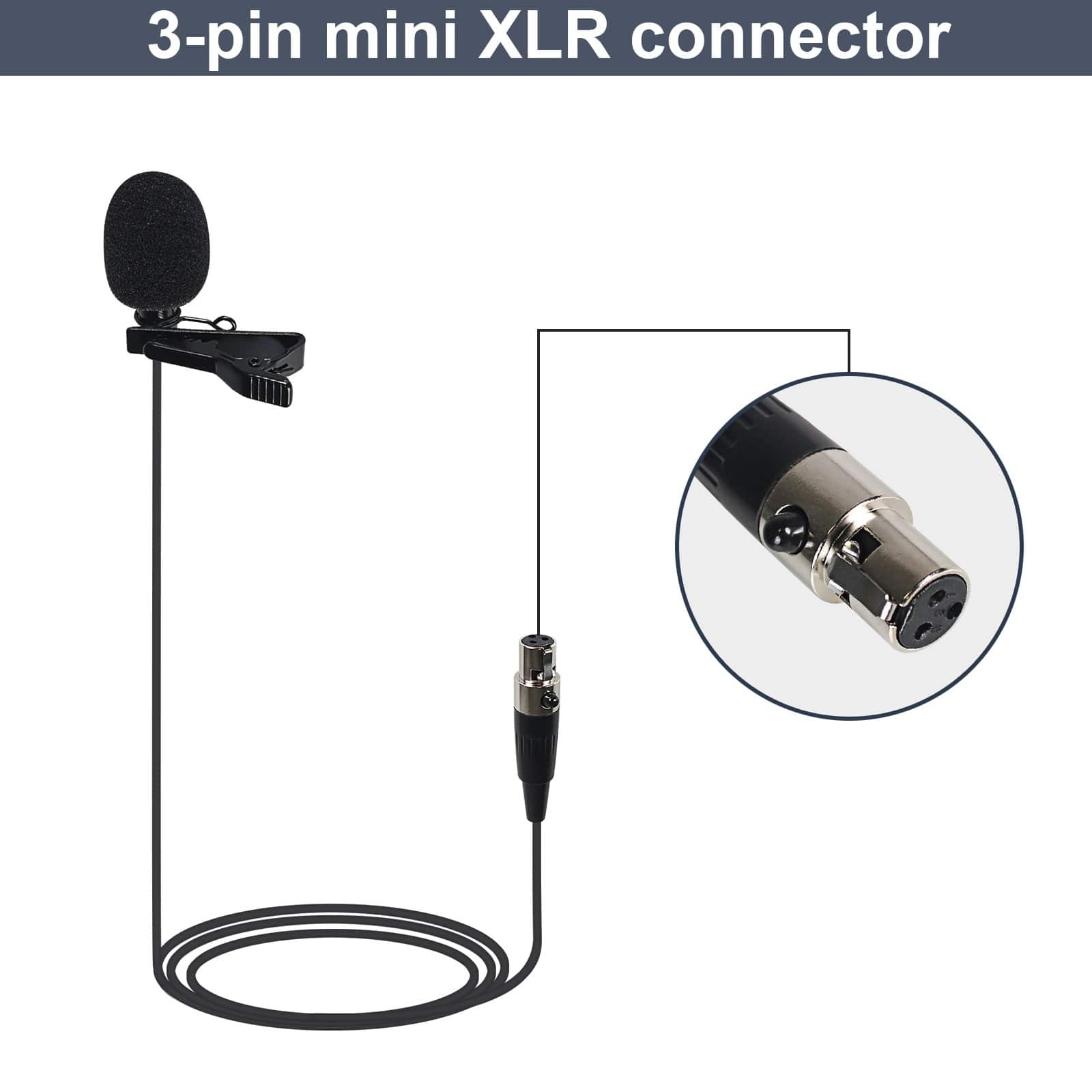 Phenyx Pro Black Lavalier Lapel Microphone Combo With 3 Pin Mini XLR Jack (Pack of 2)