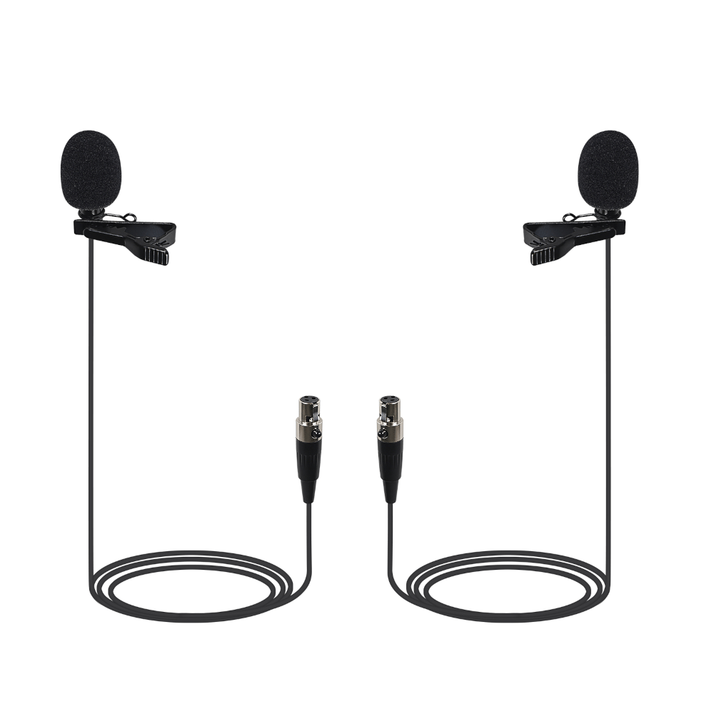 Phenyx Pro Black Lavalier Lapel Microphone Combo With 3 Pin Mini XLR Jack (Pack of 2)