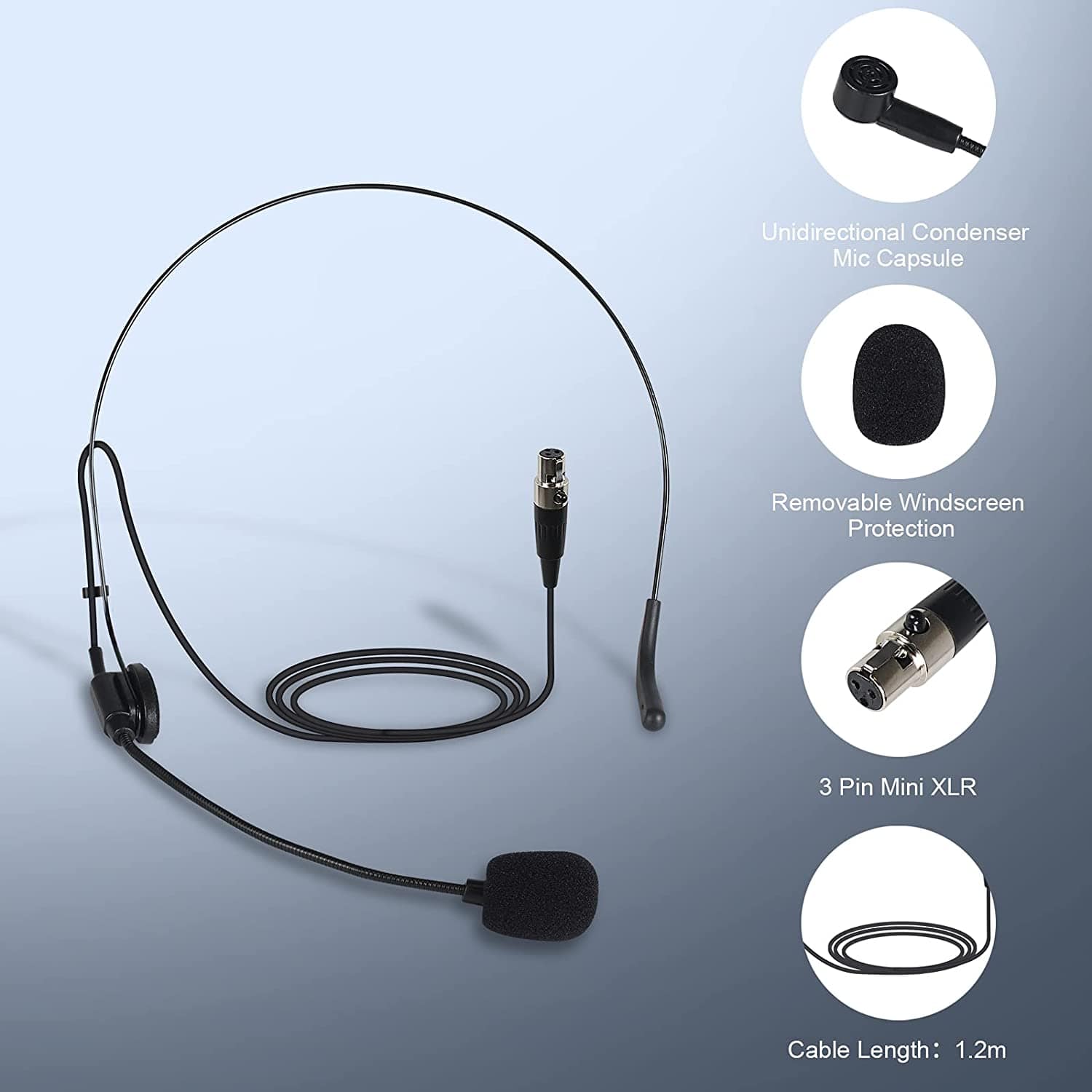 Phenyx Pro Black Headset Microphone Combo With 3 Pin Mini XLR Jack (Pack of 2)