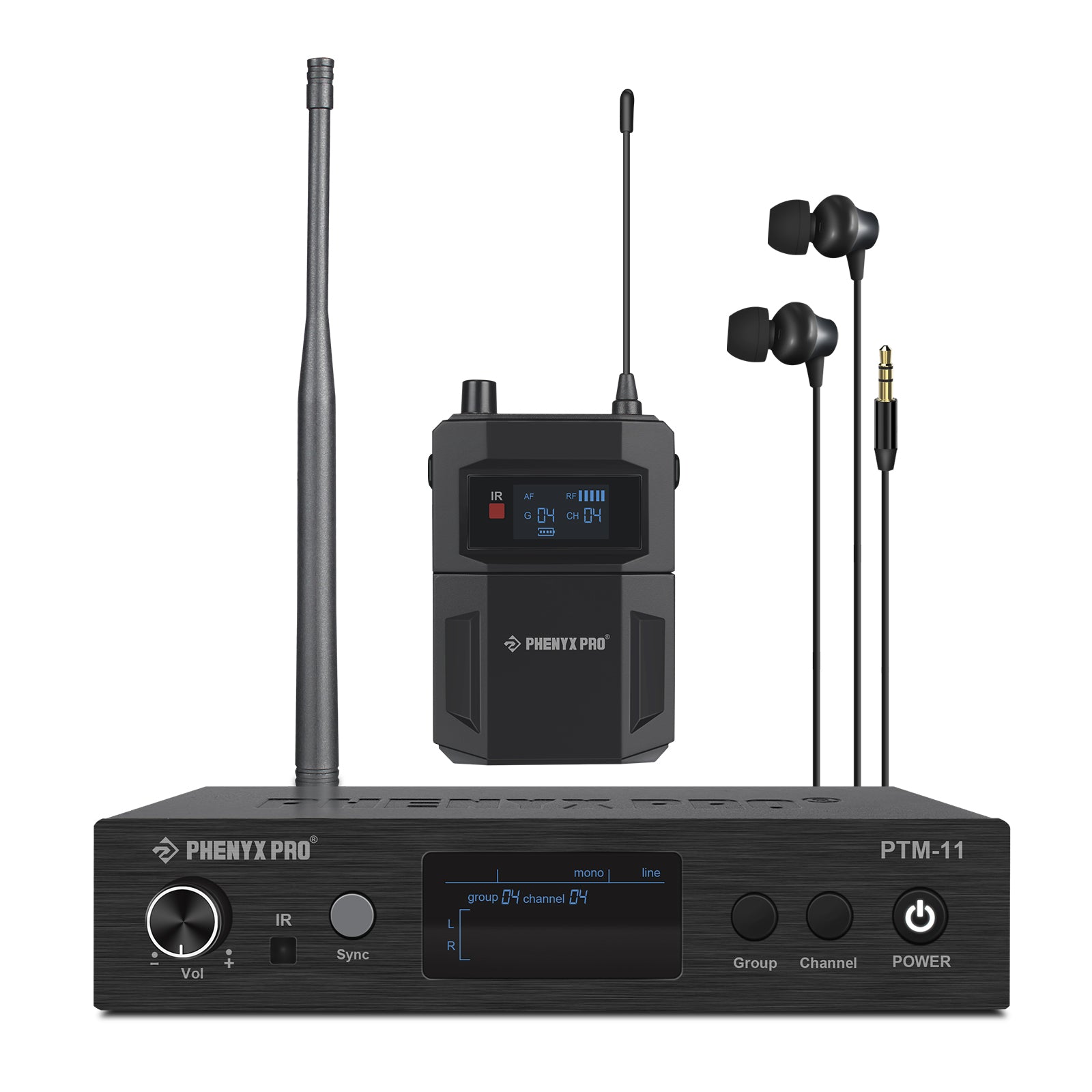 Phenyx Pro PTM-11 UHF Mono Wireless in Ear Monitor System with Rackmount Kit (900MHz band)