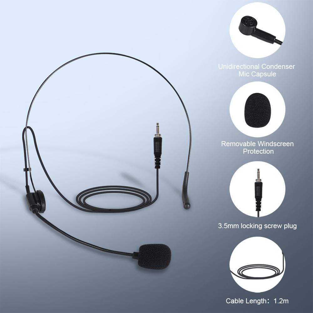 Phenyx Pro Lavalier Lapel/Headset Microphone Combo With 3.5mm screw Jack (Black)